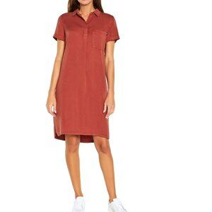 GAP Terracotta Chili Oil Lyocell Shirt Dress Short Sleeve Pockets Utility Summer